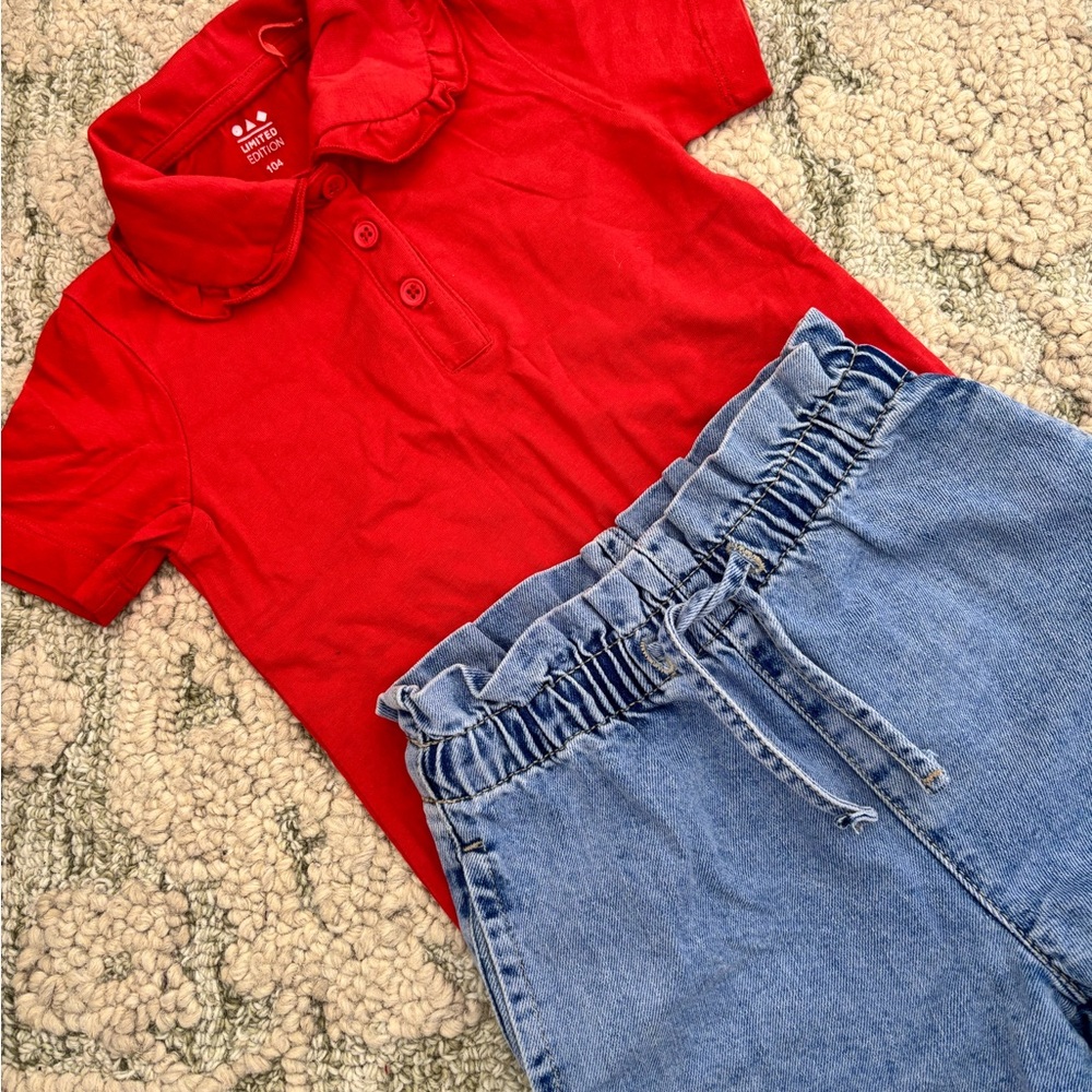 Denim&Co Vibrant Red Kids Polo Shirt